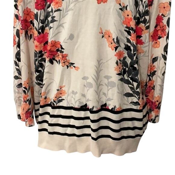Talbots Woman’s Petites Floral  Cream Cotton Blend Sweater Cardigan Size 3XP - Picture 8 of 10